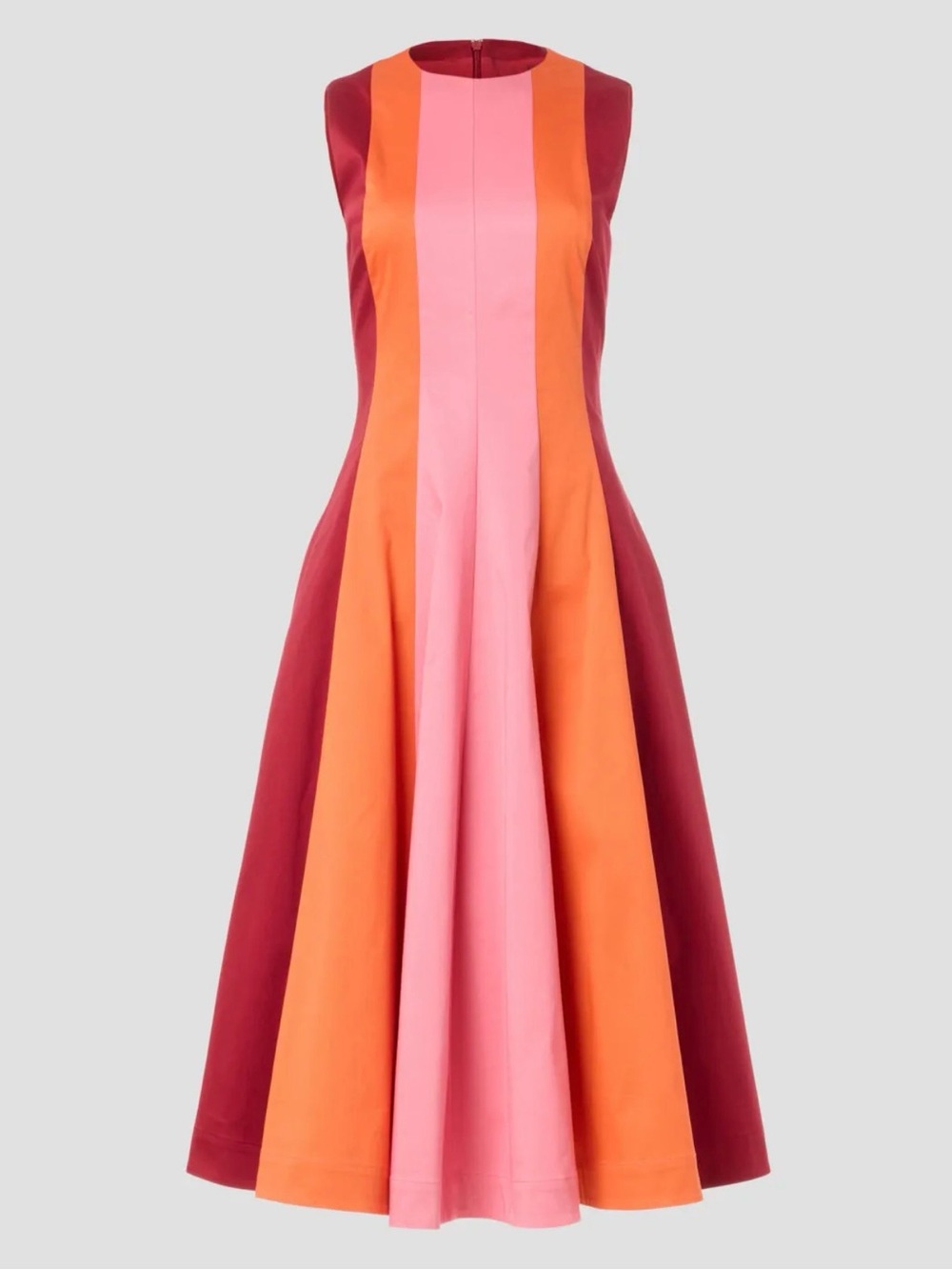 Roksanda Colorblock A-Line Sleeveless Dress in Pink, Orange & Burgundy - Picture 2 of 7